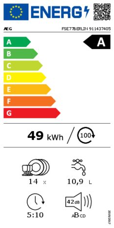 Energielabel AEG vaatwasser inbouw FSE77BERLIN
