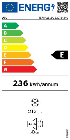 Energielabel AEG vrieskast inbouw TB7NA181EC