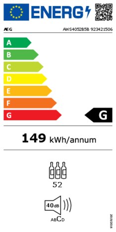 Energielabel AEG wijnkoelkast onderbouw AWS4052B5B