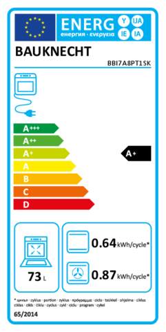 Energielabel BAUKNECHT oven inbouw zwart BBI7A8PT1SK