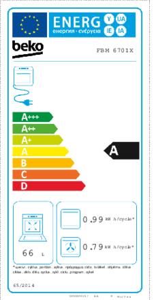 Energielabel BEKO fornuis keramisch FBM6701X