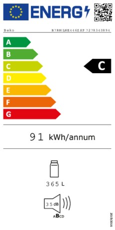 Energielabel BEKO koelkast B7RMLNE446ZXP