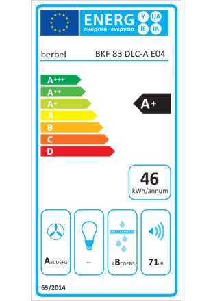Energielabel BERBEL inductie kookplaat met afzuiging inbouw DOWNLINE COMPACT BKA83DLC