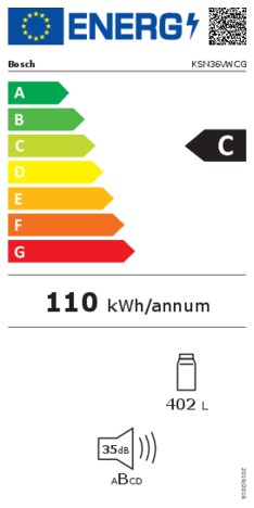 Energielabel BOSCH koelkast KSN36VWCG