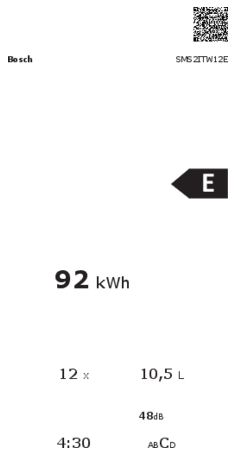 Energielabel BOSCH vaatwasser wit SMS2ITW12E