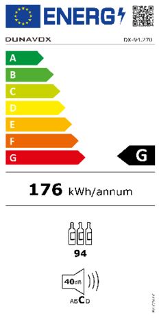 Energielabel DUNAVOX wijnkoelkast DX 94.270DCK