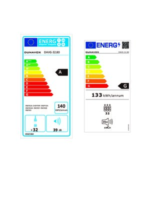 Energielabel DUNAVOX wijnkoelkast inbouw DAVG 32.80DC.TO