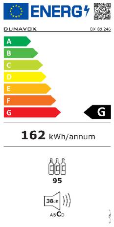 Energielabel DUNAVOX wijnkoelkast inbouw DX 89.246TC