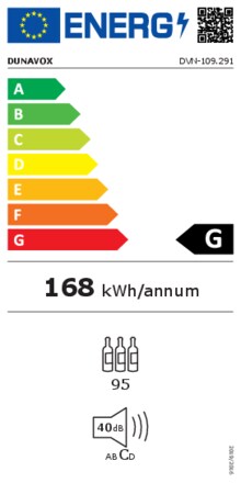 Energielabel DUNAVOX wijnkoelkast inbouw overlay paneel NOBLE DVN 109.291DOP.TO