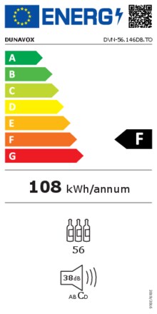 Energielabel DUNAVOX wijnkoelkast inbouw zwart NOBLE DVN 56.146DB.TO