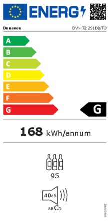 Energielabel DUNAVOX wijnkoelkast inbouw zwart NOBLE DVN 72.291DB.TO