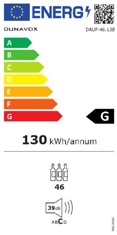 Energielabel DUNAVOX wijnkoelkast onderbouw DAUF 46.138MB