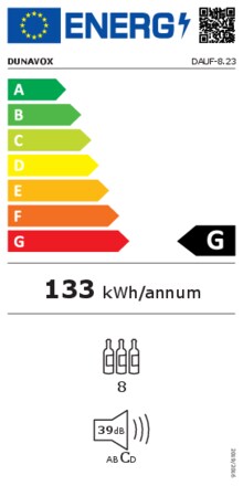 Energielabel DUNAVOX wijnkoelkast onderbouw ral kleur FLOW DAUF 8.23C