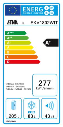 Energielabel ETNA koelkast EKV1802WIT