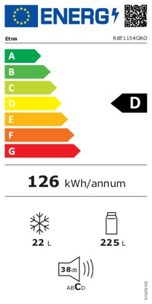 Energielabel ETNA koelkast groen RBT1154GRO