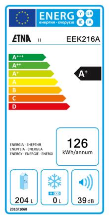 Energielabel ETNA koelkast inbouw EEK216A
