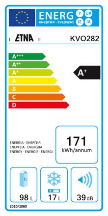 Energielabel ETNA koelkast onderbouw KVO282