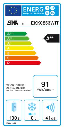 Energielabel ETNA koelkast tafelmodel EKK0853WIT