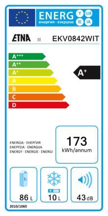 Energielabel ETNA koelkast tafelmodel EKV0842WIT