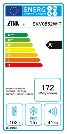 Energielabel ETNA koelkast tafelmodel EKV0852WIT