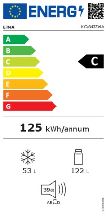 Energielabel ETNA koelkast zwart KCV343ZWA