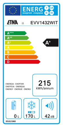Energielabel ETNA vrieskast hoog EVV1432WIT