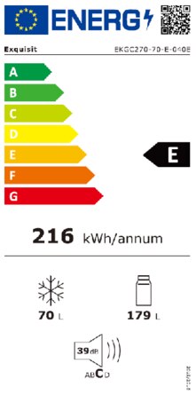 Energielabel EXQUISIT koelkast inbouw EKGC270 70 E 040E