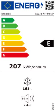 Energielabel EXQUISIT vrieskast GS232 NF 040EW