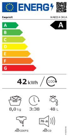 Energielabel EXQUISIT wasmachine WA8214 341A