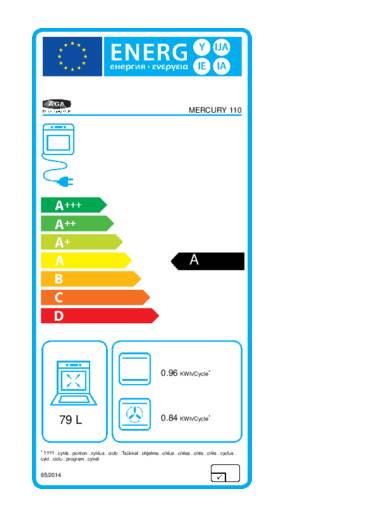 Energielabel FALCON fornuis gas Mercury 1082 gas