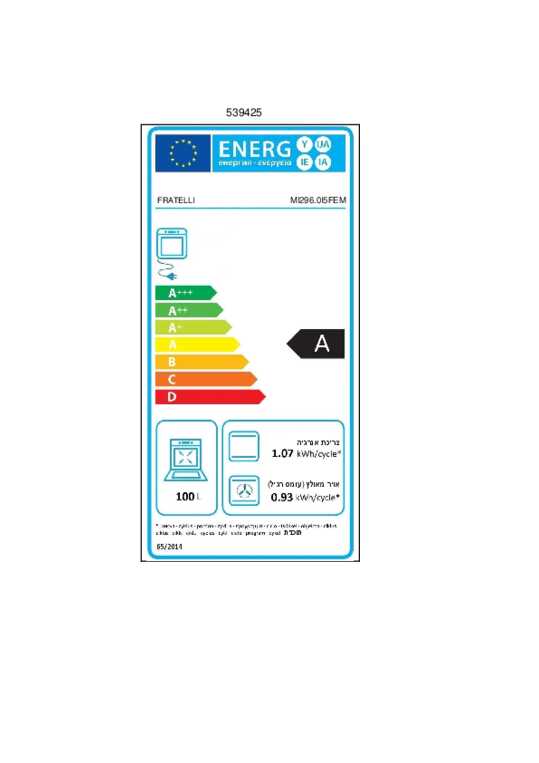 Energielabel FRATELLI fornuis inductie MI2960I5FEMANCR