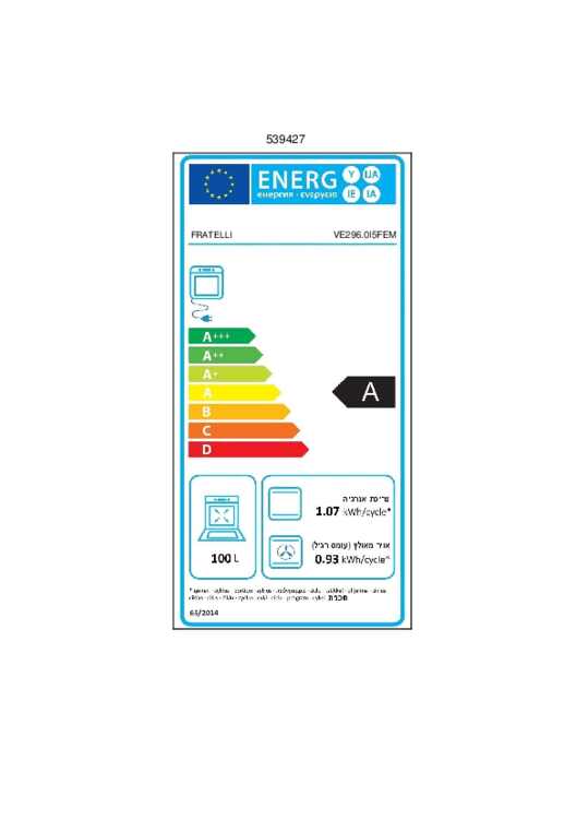 Energielabel FRATELLI fornuis inductie VE2960I5FEMANCR