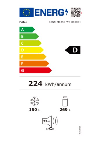 Energielabel FRILEC amerikaanse koelkast BONN MD458 WS 040DDI