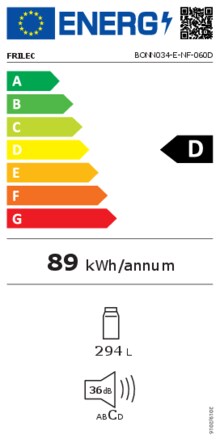 Energielabel FRILEC koelkast inbouw BONN034 E NF 060D