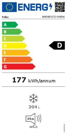 Energielabel FRILEC vrieskast BREMEN272 NF 040DW
