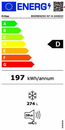 Energielabel FRILEC vrieskast BREMEN295 NF H 040DDI