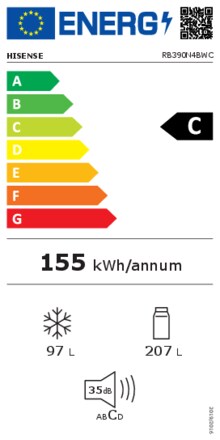Energielabel HISENSE koelkast RB390N4BWC
