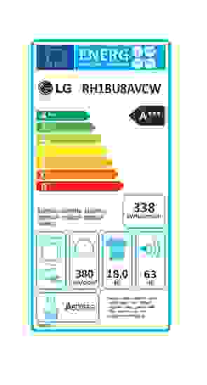 Energielabel LG droger warmtepomp RH18U8AVCW