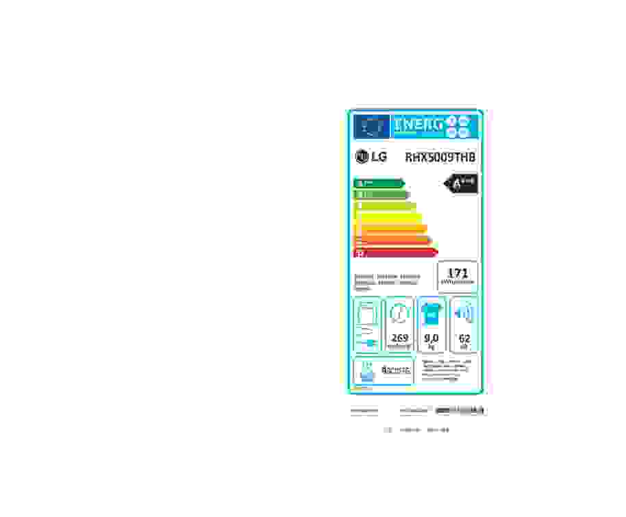 Energielabel LG droger warmtepomp RHX5009THB