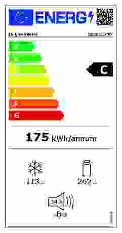 Energielabel LG koelkast rvs look GBBS322CPY
