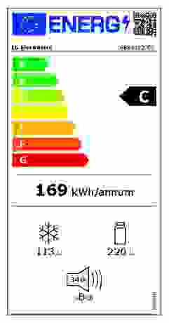 Energielabel LG koelkast zwart GBBS312CEV