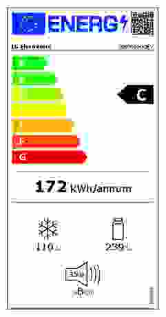 Energielabel LG koelkast zwart GBG5160CEV