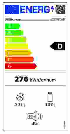 Energielabel LG side by side koelkast GSXE91EVAD