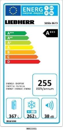 Energielabel LIEBHERR koelkast BlackSteel SBSbs8673/20