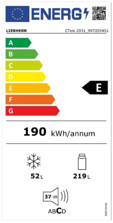 Energielabel LIEBHERR koelkast CTELE 2931 26