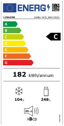 Energielabel LIEBHERR koelkast blacksteel CBNbs4878-21