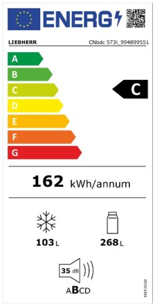 Energielabel LIEBHERR koelkast blacksteel CNbdc 573i 22