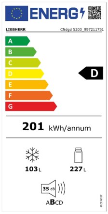 Energielabel LIEBHERR koelkast darkgrey CNdgd 5203 20