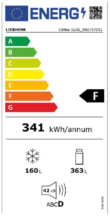 Energielabel LIEBHERR koelkast french door CBNes6256-25
