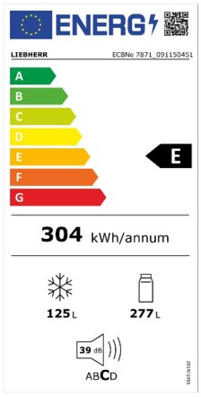 Energielabel LIEBHERR koelkast inbouw ECBNe7871 20 617